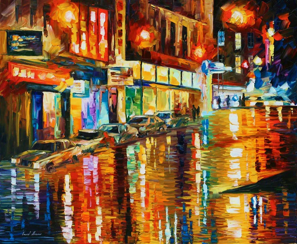 Music Night — Limited Edition Abstract Cityscape Home Decor Print On Canvas By Leonid Afremov