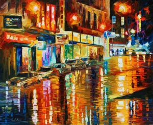 Music Night — Limited Edition Abstract Cityscape Home Decor Print On Canvas By Leonid Afremov