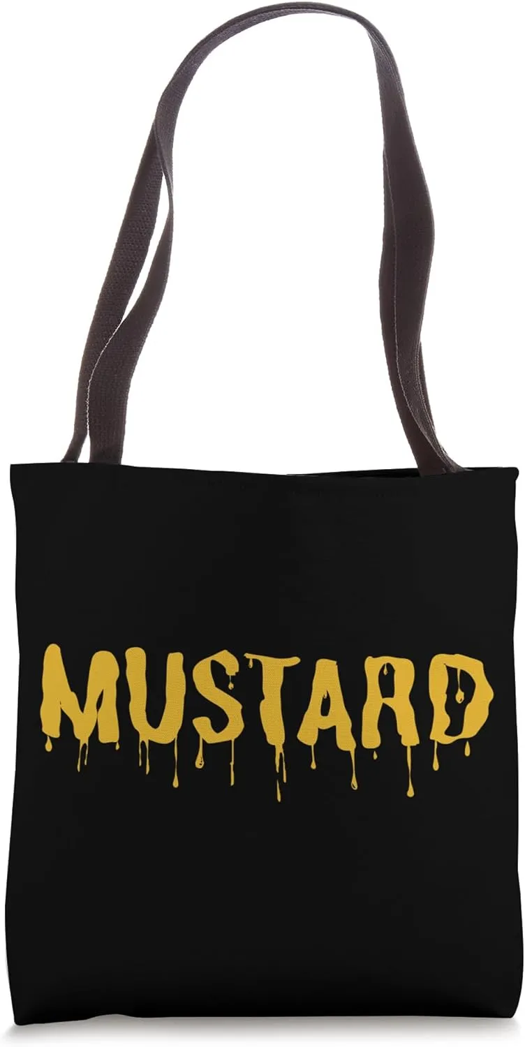 Mustard Dripping Funny Food Thrown On Wall Tote Bag