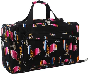 NGIL Canvas Carry on 20" Duffel Bag (Leopard Serape Rooster-Black)