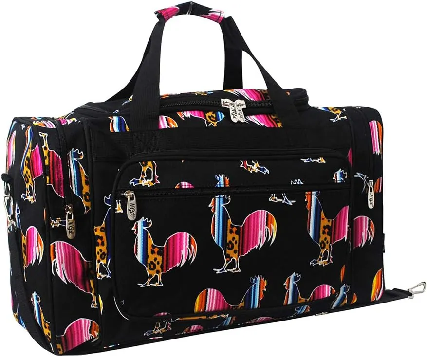 NGIL Canvas Carry on 20" Duffel Bag (Leopard Serape Rooster-Black)