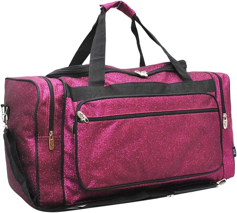 NGIL Hot Pink Glitter Canvas Carry on 20" Duffle Bag