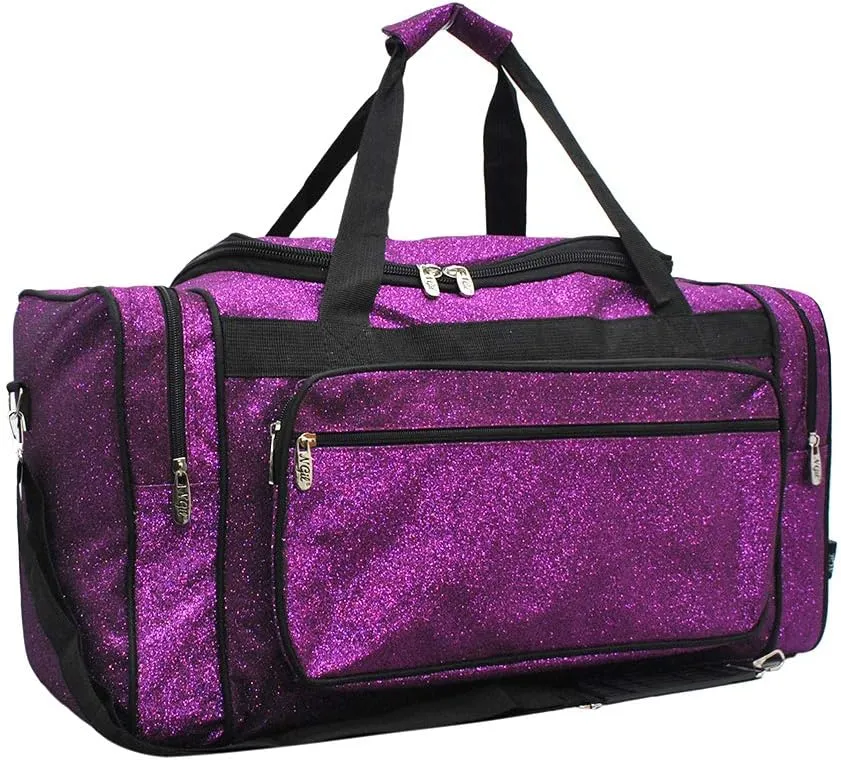 NGIL Purple Glitter Canvas Carry on 20" Duffle Bag
