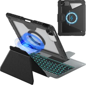 Nillkin for iPad Pro 11 Inch Case with Magic Keyboard (M4, 2024), Detachable Magnetic iPad Pro 11 Keyboard Case with Pencil Holder/Slide Camera Cover/7 Colors Backlit/Adjustable Stand/Touchpad, Black