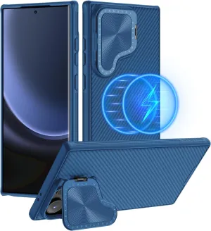 Nillkin Galaxy S24 Ultra Magnetic Case with Kickstand,CamShield Prop S24 Ultra 5G Case with Camera Cover, Compatible with Magsafe, 6.8 inch (Blue)