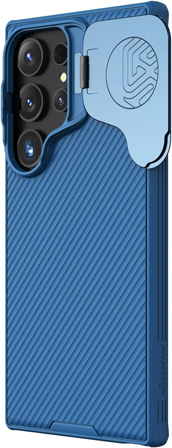 Nillkin Galaxy S24 Ultra Magnetic Case with Kickstand,CamShield Prop S24 Ultra 5G Case with Camera Cover, Compatible with Magsafe, 6.8 inch (Blue)