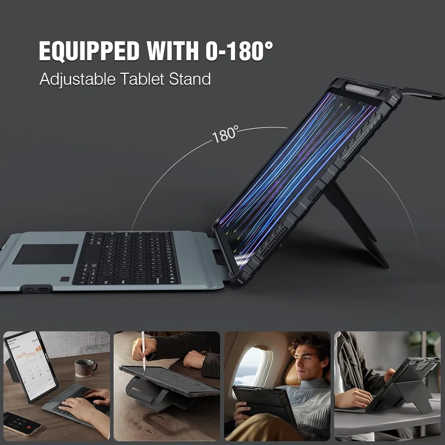 Nillkin iPad Air 13 Keyboard Case with Stand & Slide Camera Cover - 7 Colors Backlit Keyboard with Pencil Holder & Touchpad for iPad Pro 12.9 (3/4/5/6th Gen)