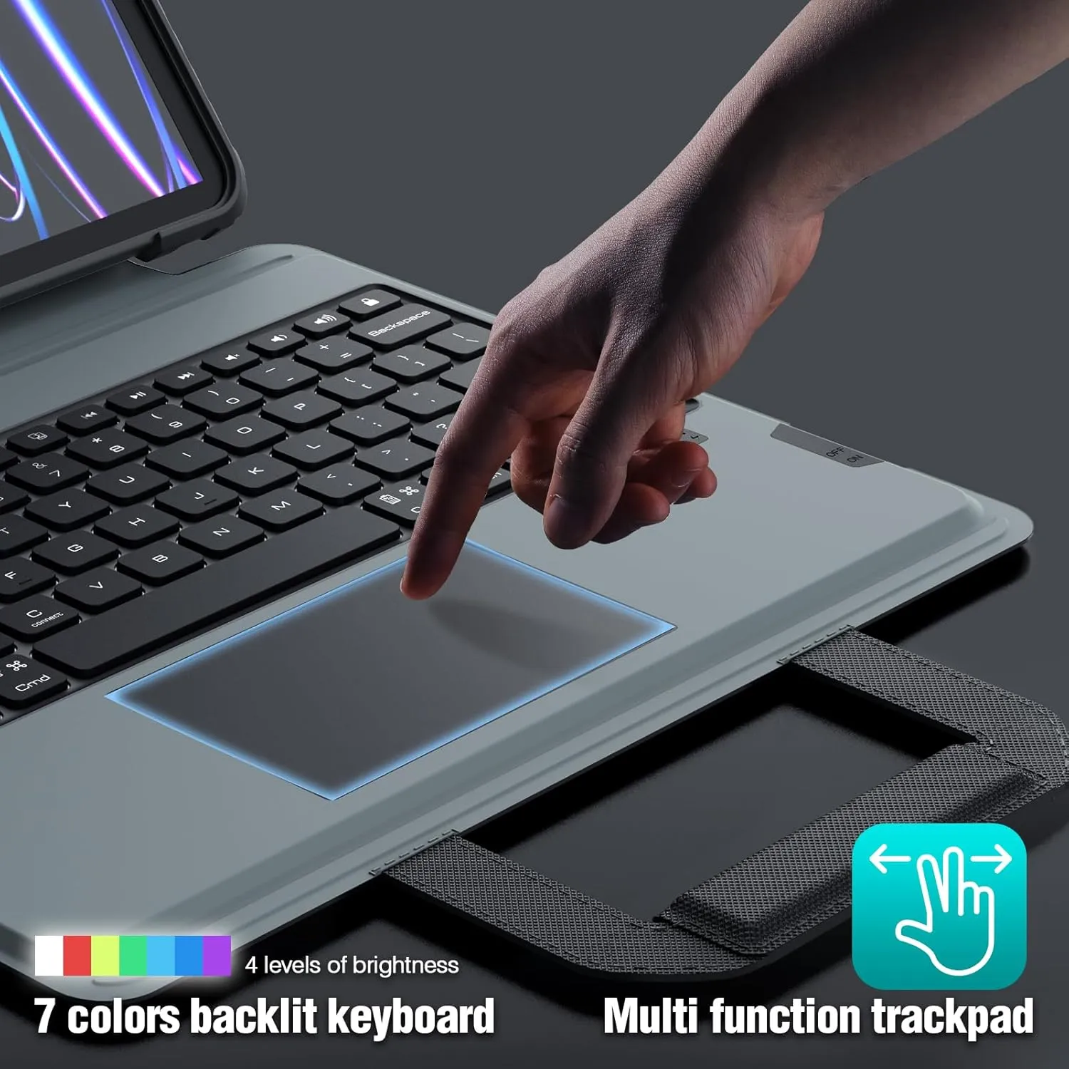 Nillkin iPad Air 13 Keyboard Case with Stand & Slide Camera Cover - 7 Colors Backlit Keyboard with Pencil Holder & Touchpad for iPad Pro 12.9 (3/4/5/6th Gen)