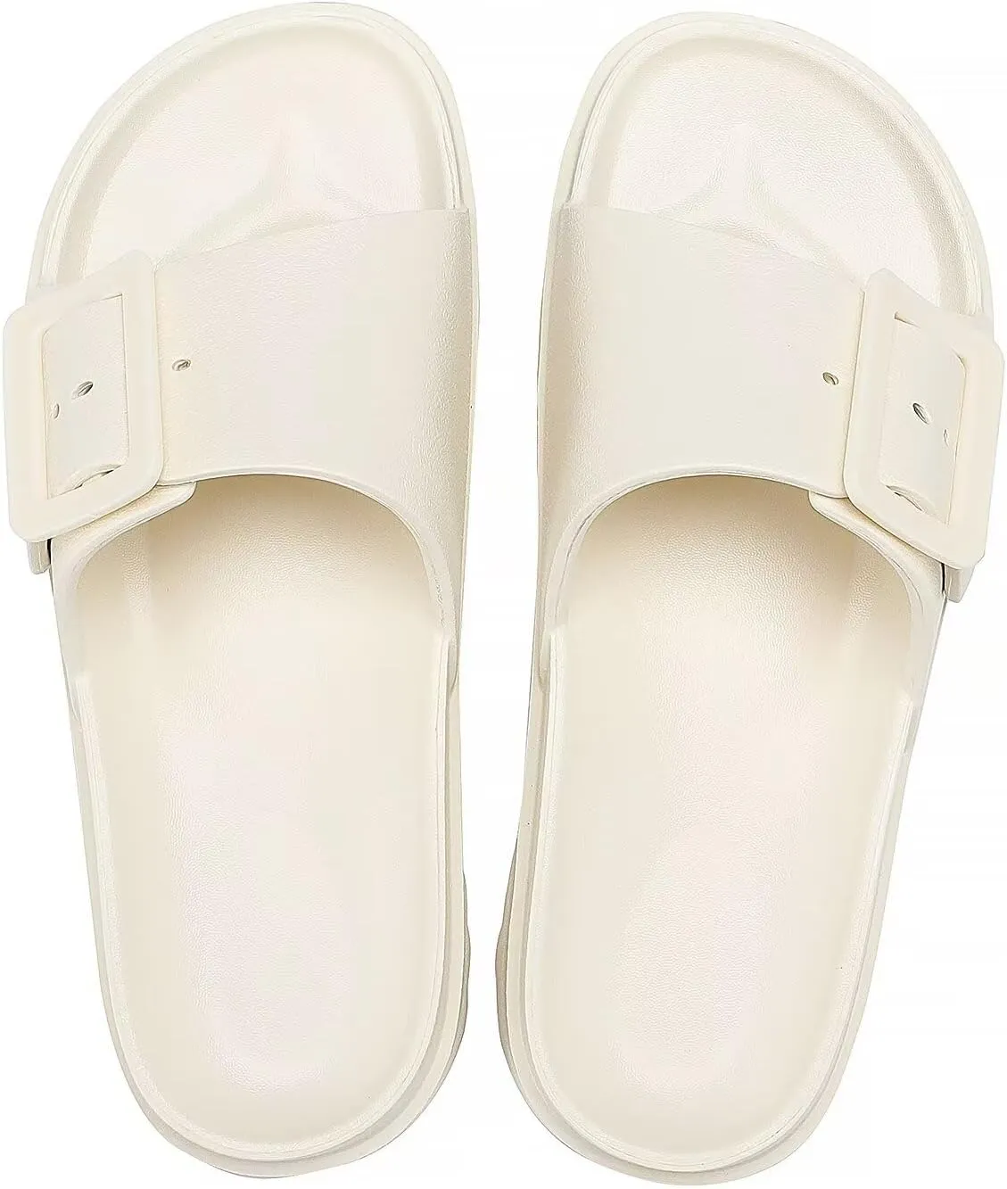 NineCiFun Women's Platform Sandals Low Wedge Sandals Open Toe Slide Sandals With Adjustable Buckle