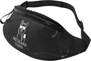 No Drama Llama Funny Crossbody fanny pack for men and women, ideal for travel, sports and running, Black