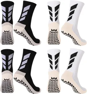 Non-Slip Grip Socks for Men | 4-Pack Sports Socks for Soccer, Basketball, Volleyball, Pilates | Hospital Socks for Men