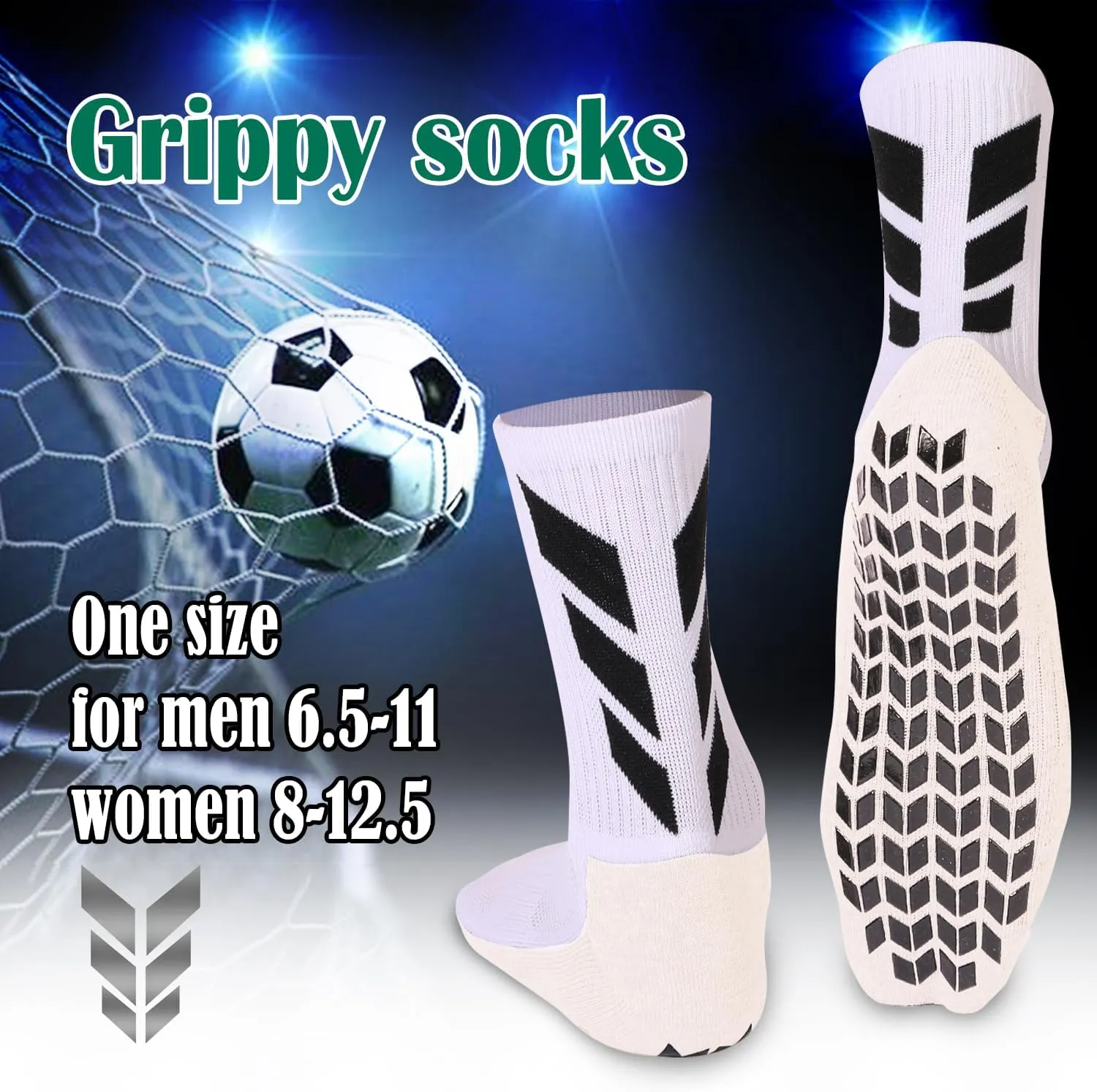 Non-Slip Grip Socks for Men | 4-Pack Sports Socks for Soccer, Basketball, Volleyball, Pilates | Hospital Socks for Men