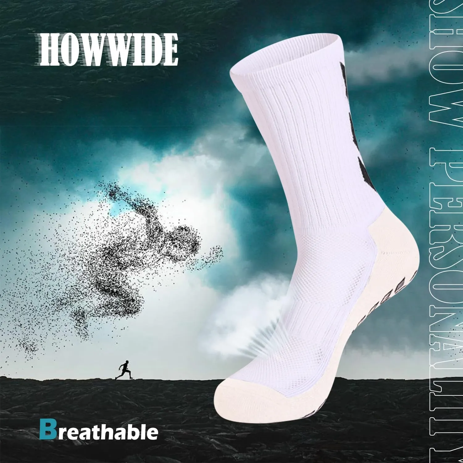 Non-Slip Grip Socks for Men | 4-Pack Sports Socks for Soccer, Basketball, Volleyball, Pilates | Hospital Socks for Men