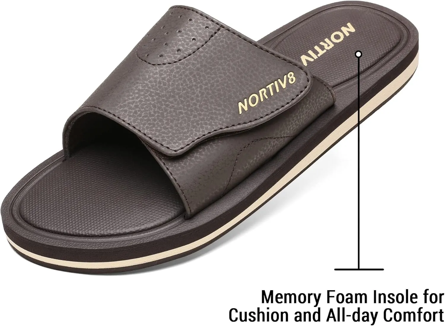 NORTIV 8 Men's Slide Sandals Comfort Lightweight Beach Shoes
