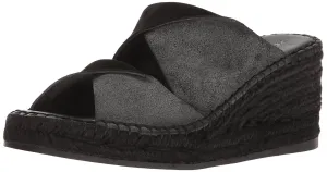 Open Suede Direct shipping Espadrille Kelsi On Toe Slip Mule Sandal Dagger Black Inwood Wedge Highly intuitive