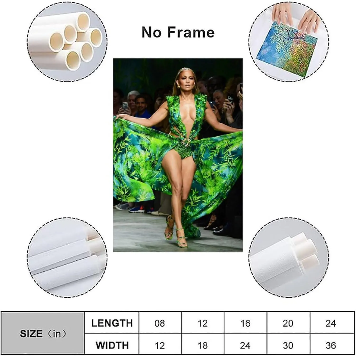 ORtte Jennifer Lopez Sexy Charming Poster Painting On Canvas Wall Art Scroll Picture Print Living Room Walls Decor Homes 24x36inch(60x90cm)