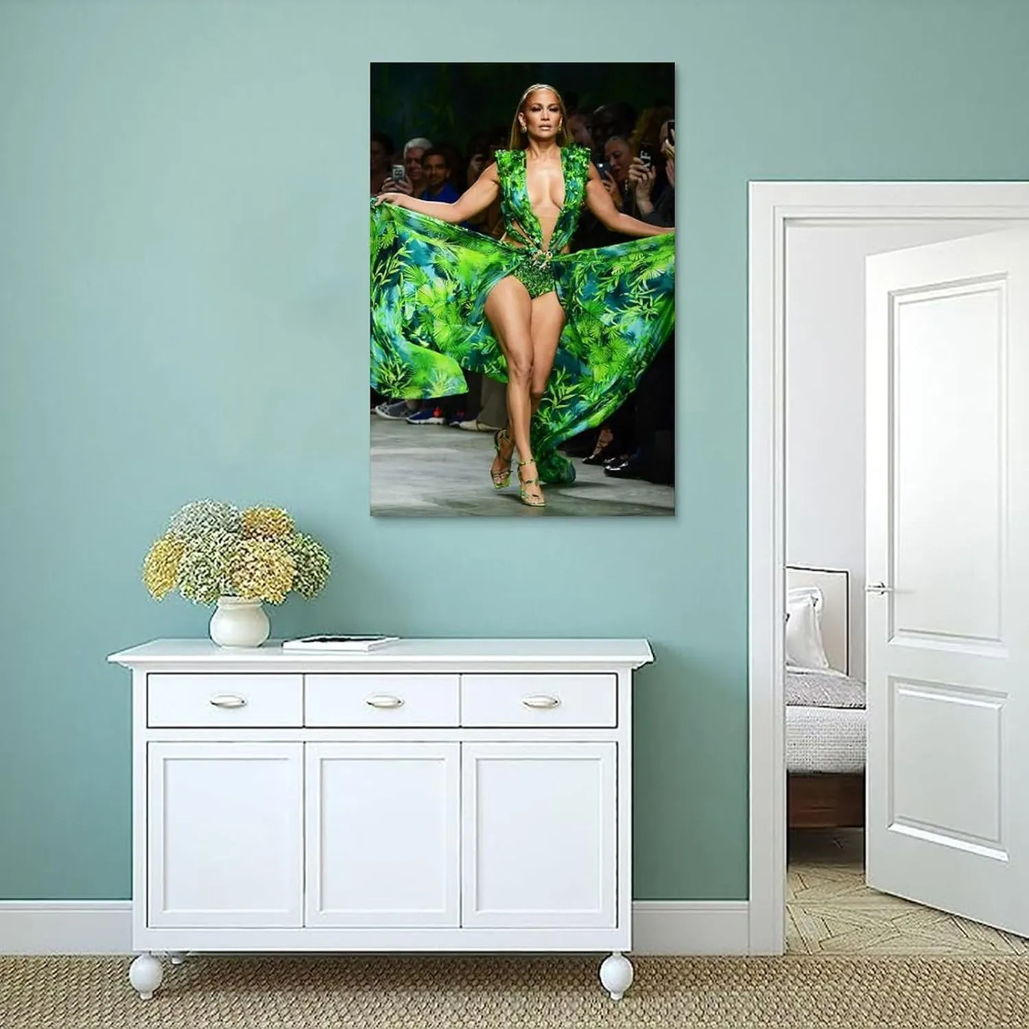 ORtte Jennifer Lopez Sexy Charming Poster Painting On Canvas Wall Art Scroll Picture Print Living Room Walls Decor Homes 24x36inch(60x90cm)