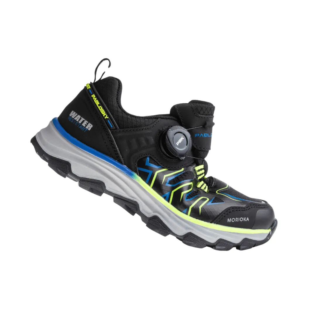 Pablosky Boys Waterproof Trainer- Black/Green