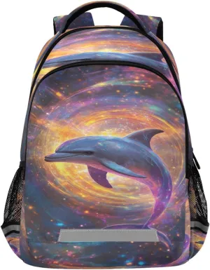 panksolu Colorful Dolphin Jump Backpacks Lightweight Laptop Backpack School Book Bag Travel Hiking Daypack for boys girl Kids