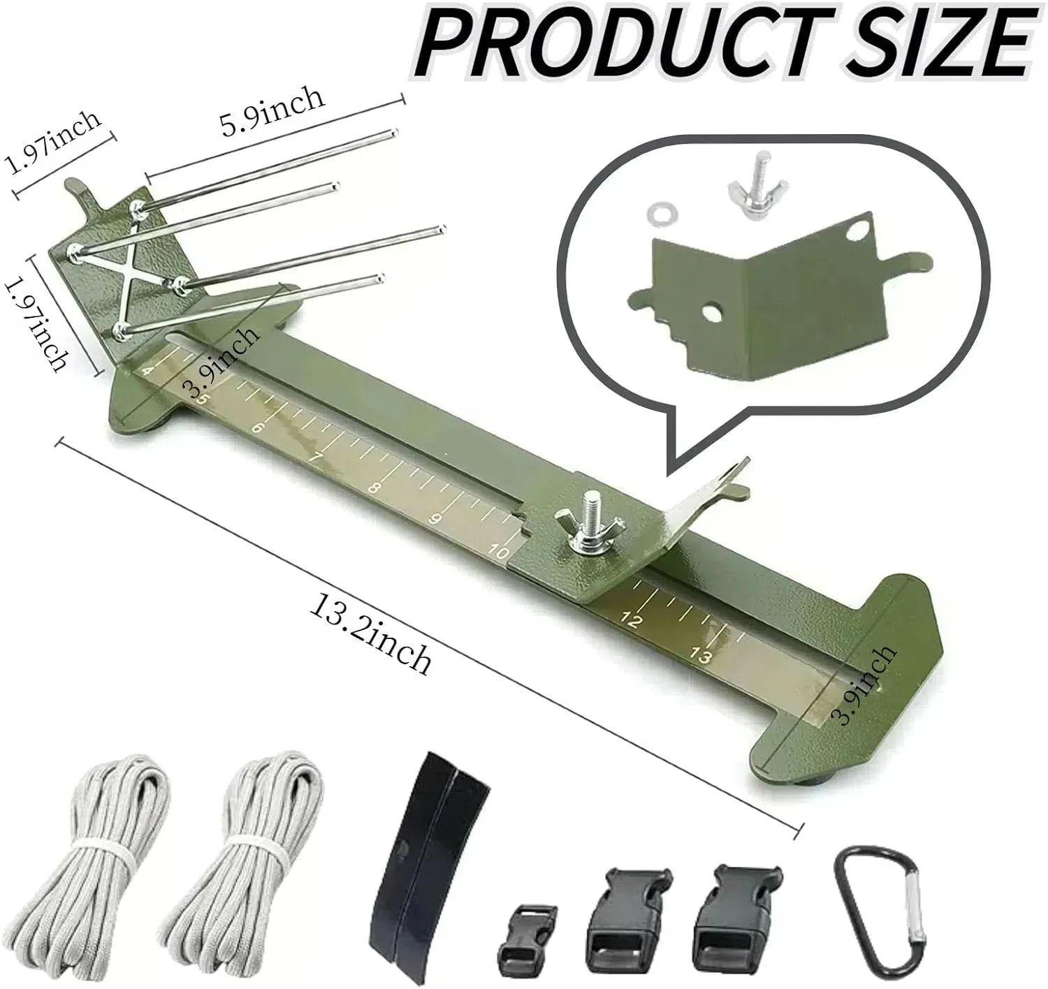 Paracord Jig Tools Bracelet Making Kit Accessories Adjustable Paracord Jig Kit with 2 Cords and 3 Buckles Bracelet Adjustable Length 4" to 13" (Green)