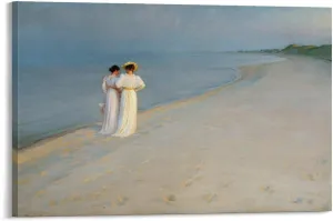 Peder Severin Kroyer,Summer Evening on Skagen's Southern Beach, 1893,art Prints,Vintage Art,canvas W Poster Decorative Painting Canvas Wall Art Living Room Posters Bedroom Painting 24x36inch(60x90cm)