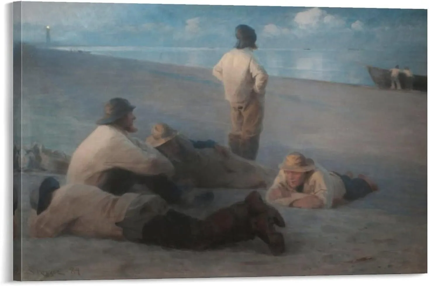 Peder Severin Krøyer - Summer Evening on The Beach at Skagen, 1884 Canvas Art Poster and Wall Art Picture Print Modern Family Bedroom Decor Posters 20x30inch(50x75cm)