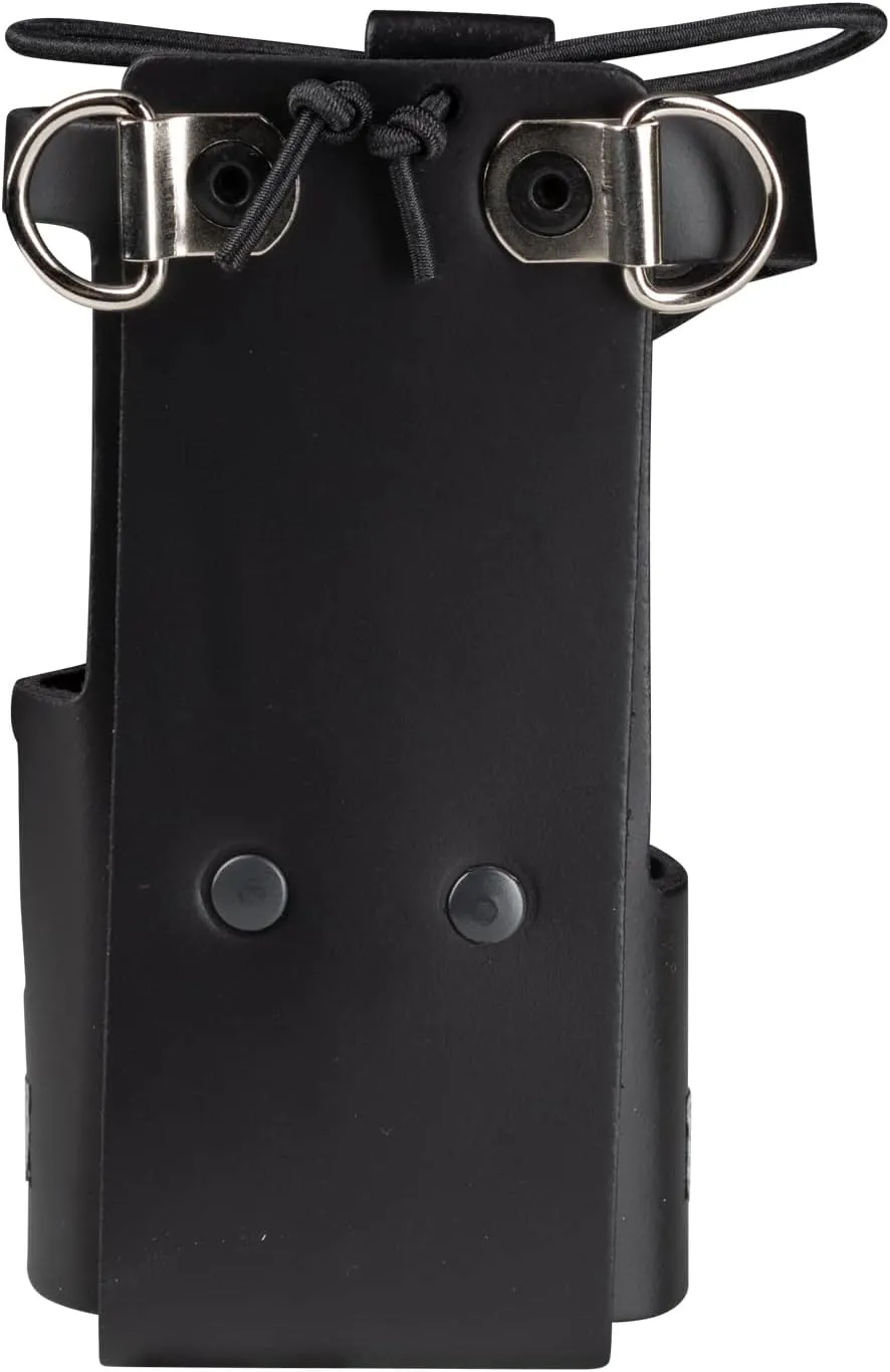 Perfect Fit Radio Case Two Way Reflective stitching Radio Holder Leather holster with Adjustable Elastic Band Fits for Motorola APX 6000/6000XE or 8000/8000XE (model 1.5) Black