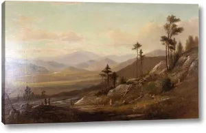 Picnic on Artist's Ledge, Overlooking Conway Meadows, New Hampshire by Benjamin Champney - 16" x 24" Gallery Wrap Canvas Art Print - Ready to Hang