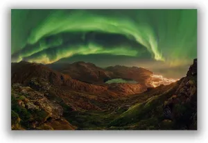 Picture On Canvas Aurora-Canvas Art Print Northern Lights-Aurora Lights Lake Scenic Polar Nature Scenery-Landscape Painting For Bedroom Decor 40x60cm Frameless