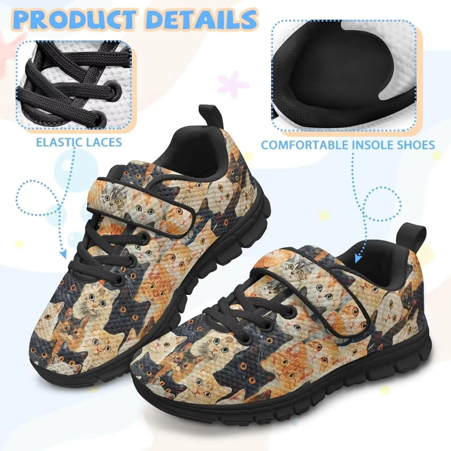 Print Shoes for Kids Boys Cute Shoes for Running Walking Slip On Shoes