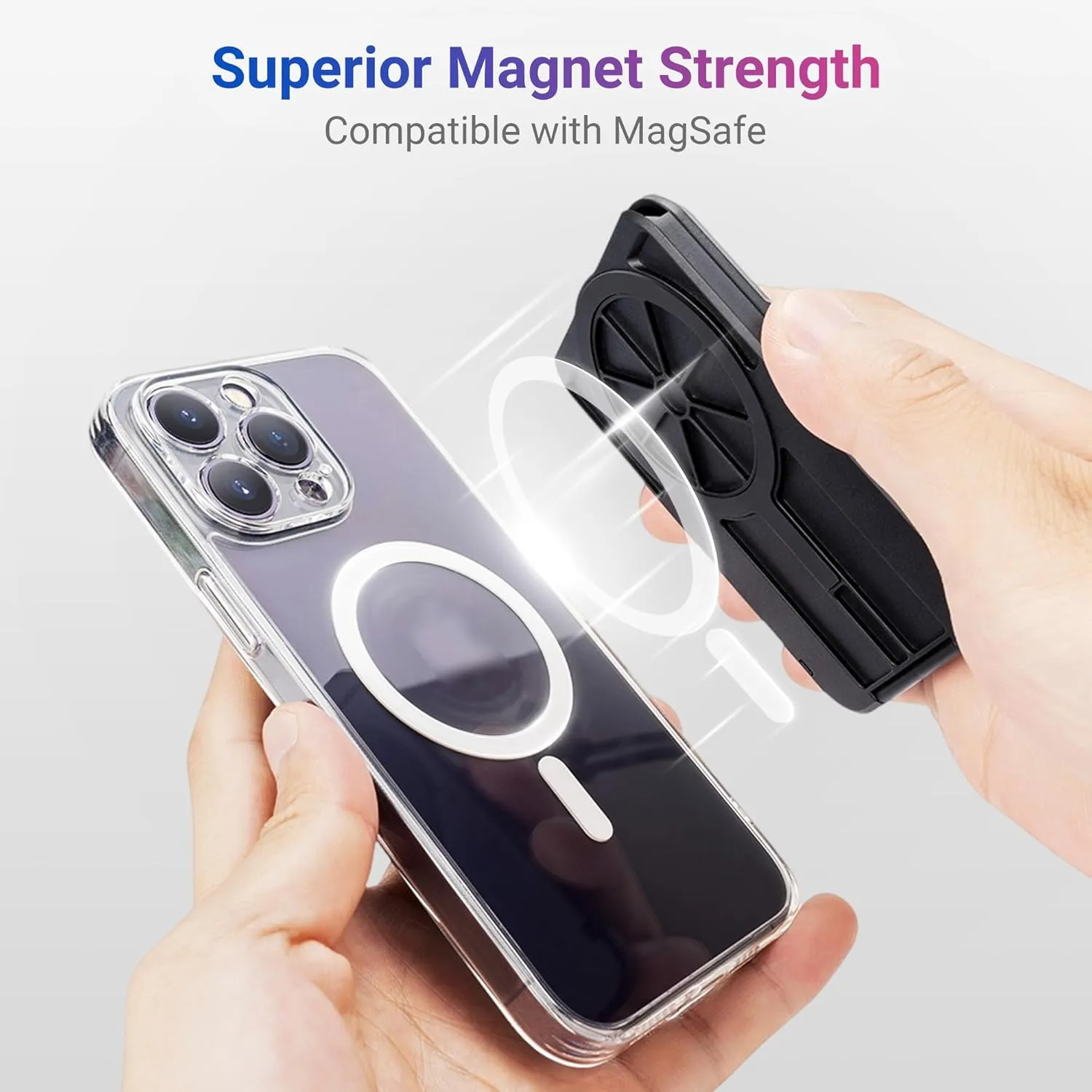 PROfezzion Double Sided Magnetic Phone Wallet, RFID Blocking Snap-on Hard Shell Card Holder 4-Cards Designed for MagSafe Compatible with iPhone 16 15 14 13 12 Pro Max Plus & MagSafe Case (0.5" Thick)