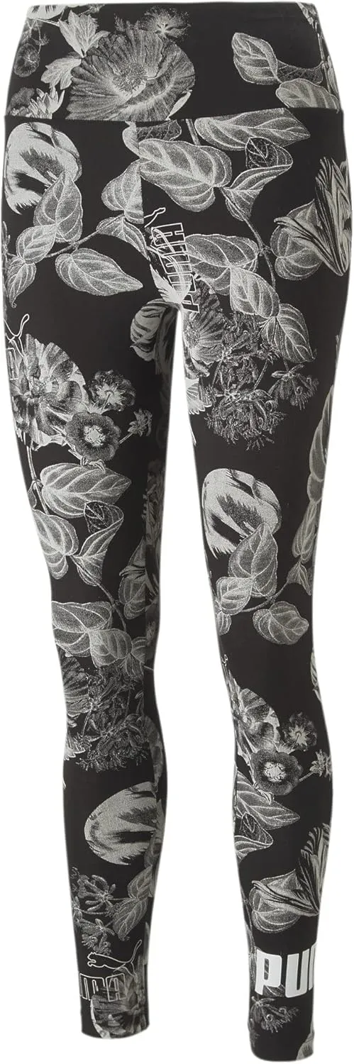 PUMA Women's Essentials  Frozen Flower Floral Leggings, Black, X-Small