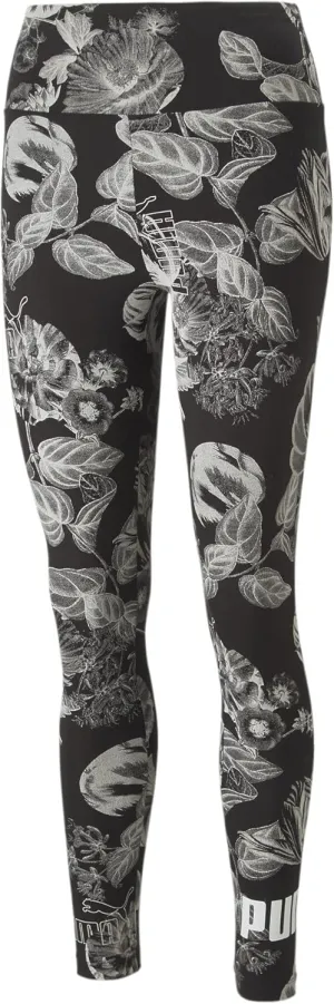 PUMA Women's Essentials  Frozen Flower Floral Leggings, Black, X-Small