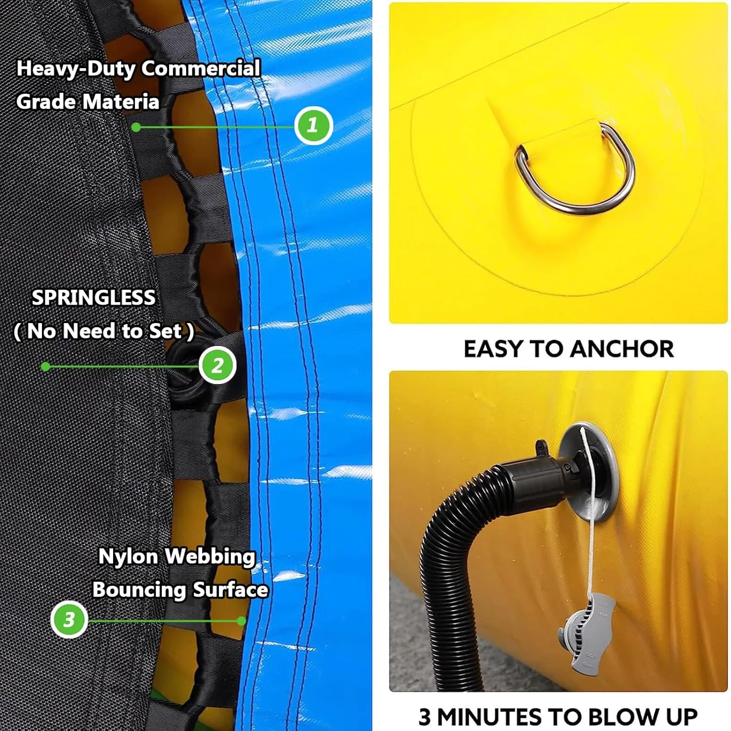 PVC Inflatable Water Trampoline Lake,and Lounging on Our 10ft/13ft/16ft Water Trampoline,Inflatable Bounce Swimming Jumper Platform with Slide/Tube and Diving Pillow Bag