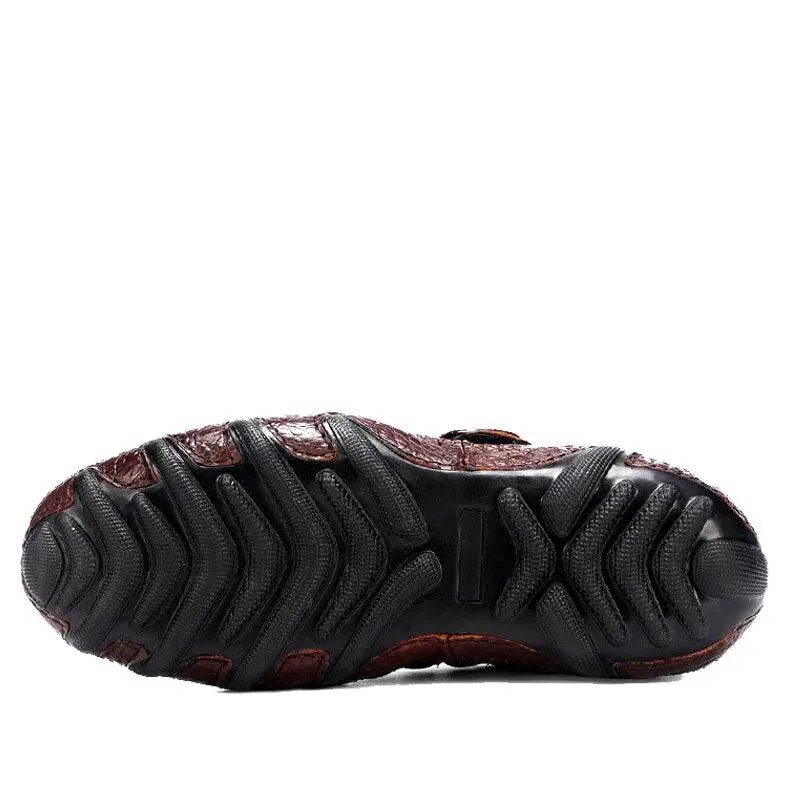QFFAZ Famous Luxury Driving Shoes Mens Shoes Genuine Leather Shoes Loafer Cow Leather Crocodile Pattern Hasp Casual Shoes