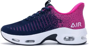 Quseek Women's Slip on Walking Shoes Comfortable Air Running Tennis Shoes Athletic Gym Workout Jogging Fashion Sneakers RoseBlue US 9