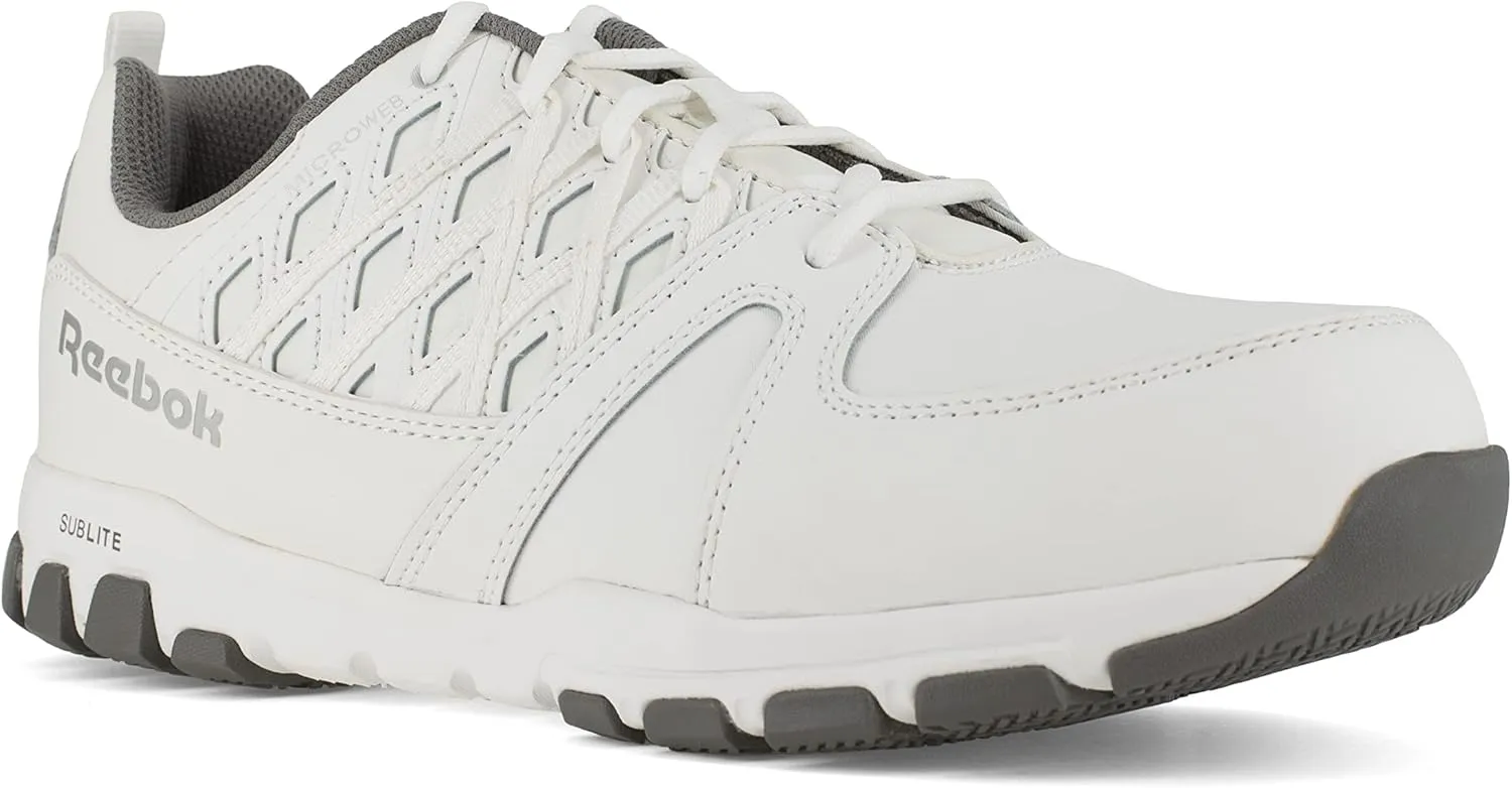 Reebok Men's Rb4443 Sublite Athletic Work Steel Toe Shoe White Safety