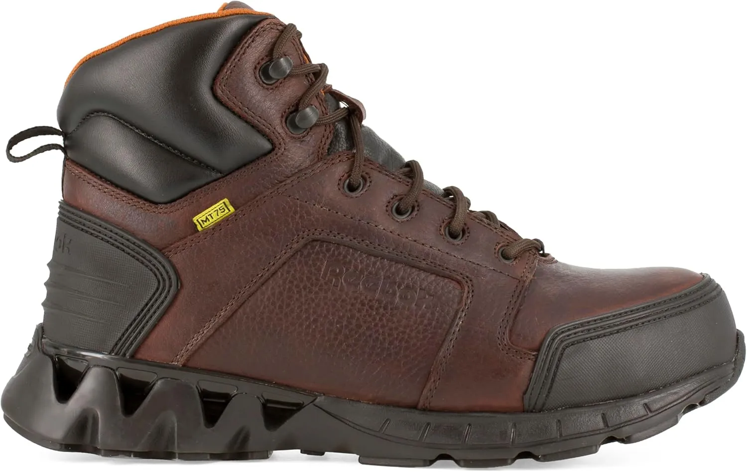 Reebok Work Men's 6” Athletic Cushguard Carbon Toe Boot Dark Safety, Zigkick Work RB7605, Brown