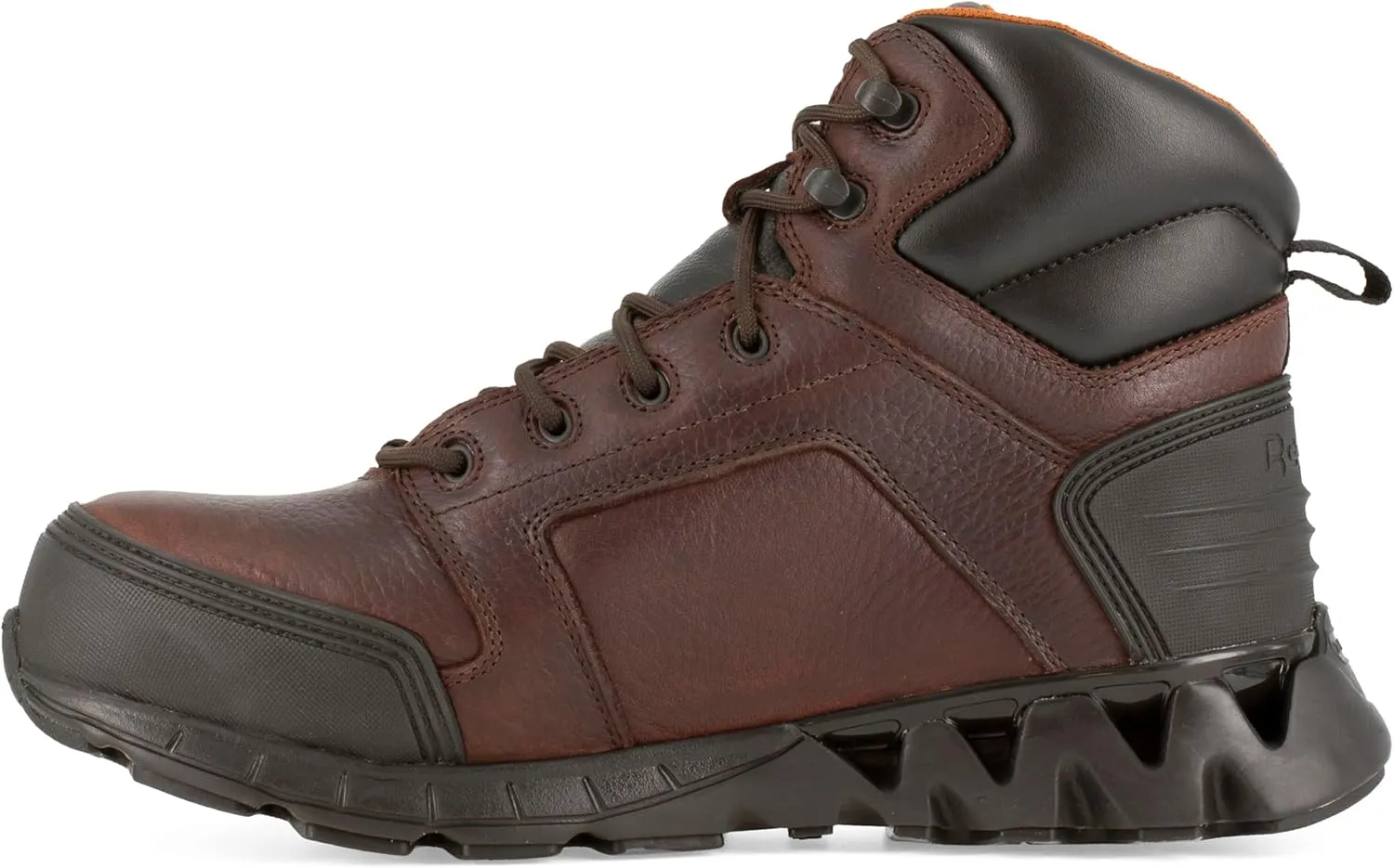 Reebok Work Men's 6” Athletic Cushguard Carbon Toe Boot Dark Safety, Zigkick Work RB7605, Brown