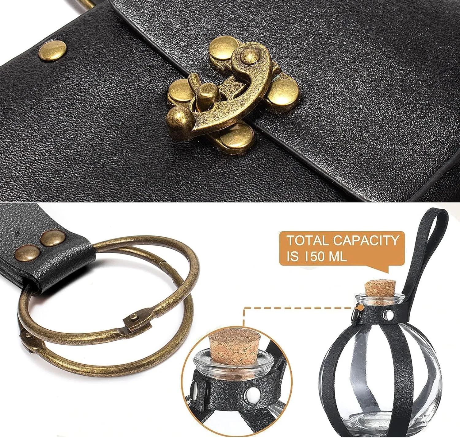 Ren Faire Costume Accessories Medieval Belt Pouch Coin Purse Skirt Hike Sets Festival Halloween Casual Fanny Pack Waist Bag (3-Black)