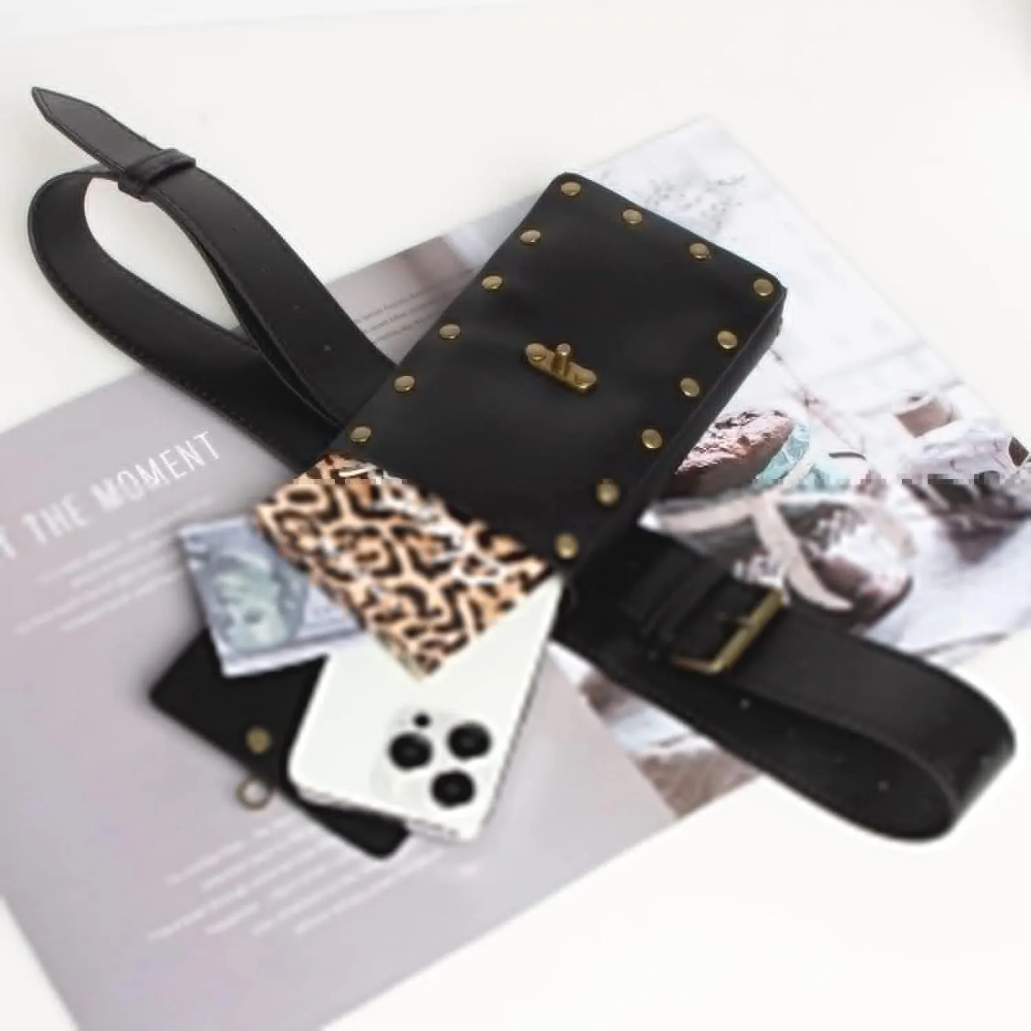Ren Faire Costume Accessories Medieval Belt Pouch Coin Purse Skirt Hike Sets Festival Halloween Casual Fanny Pack Waist Bag (3-Black)