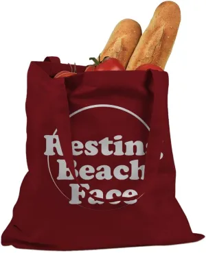 Resting Beach Face Cotton Canvas Tote Bag