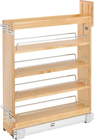 Rev-A-Shelf 5.5" Pullout Storage Organizer for Base Kitchen/Bathroom Cabinets with Soft-Close Full Extension Slides & Adjustable Shelves, 448-BCSC-5C