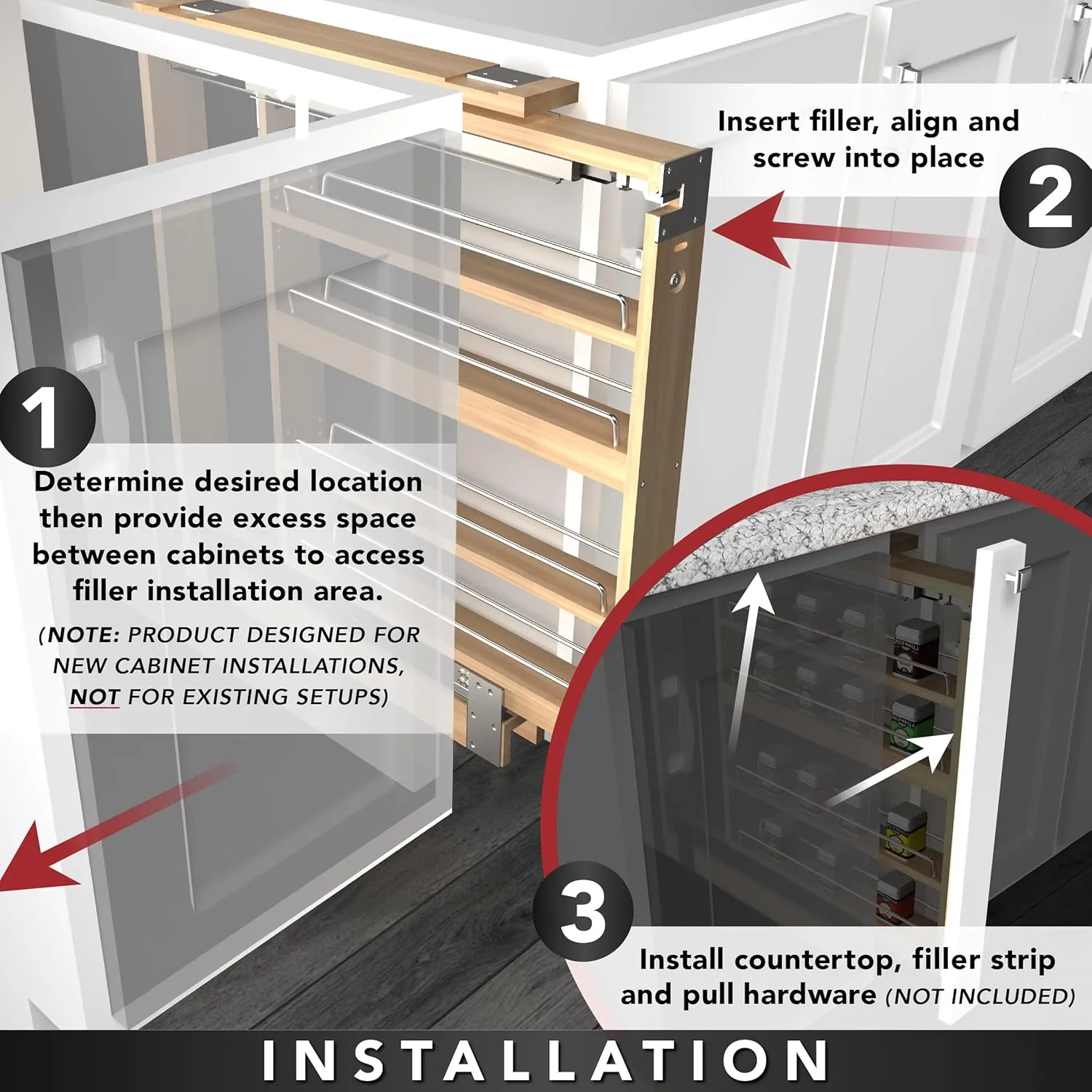 Rev-A-Shelf 6"W x 30"H Pull Out Shelf Organizer for Between Wall Kitchen Cabinets, Filler Spice Rack & Seasoning Storage Holder, Maple Wood, 432-WF-6C