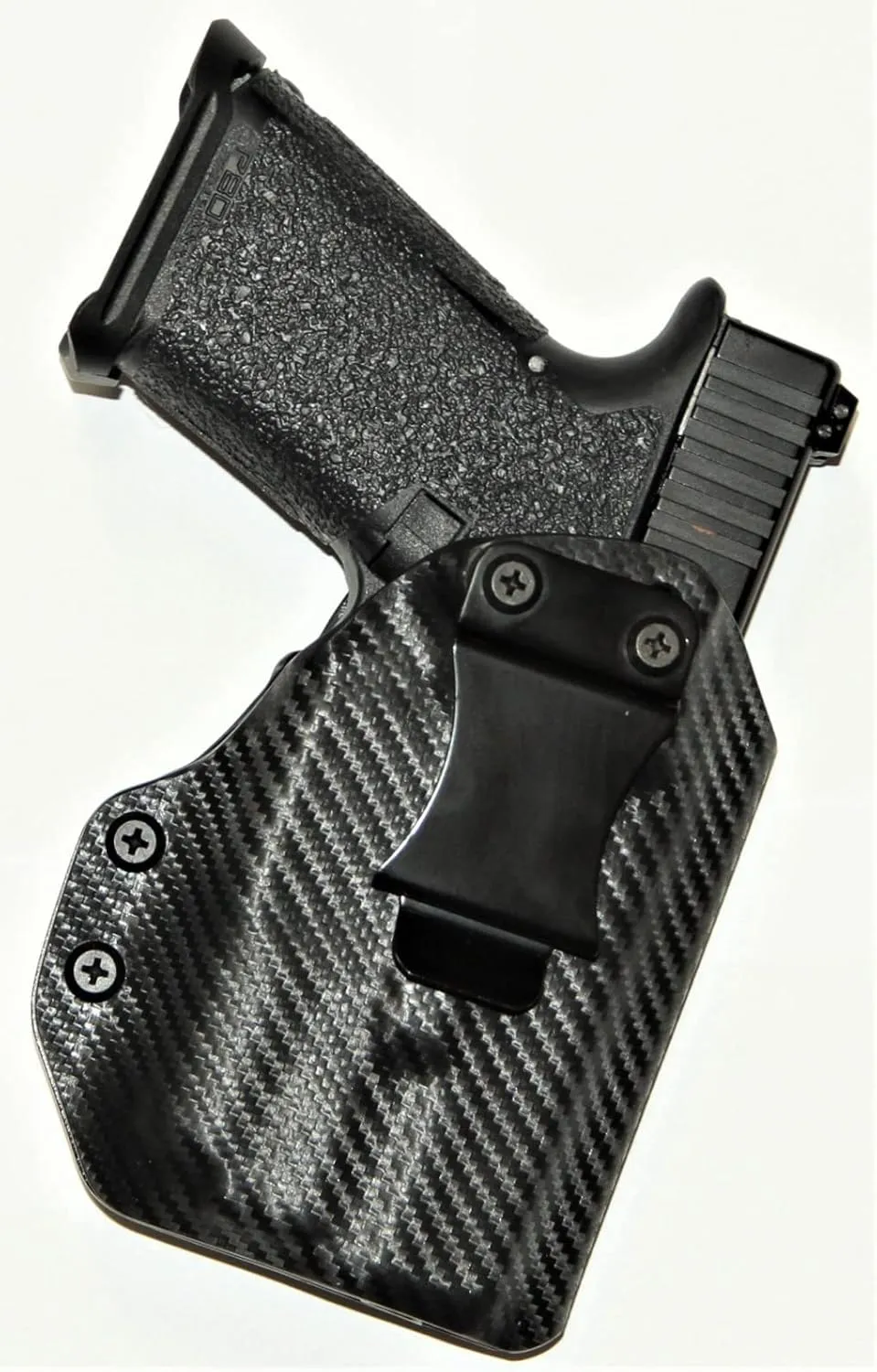 REVKEL Custom Kydex Molded IWB Holster for Glock 42 w/ Laserlyte. Black Left Hand Draw. Hand Crafted in Texas, USA.