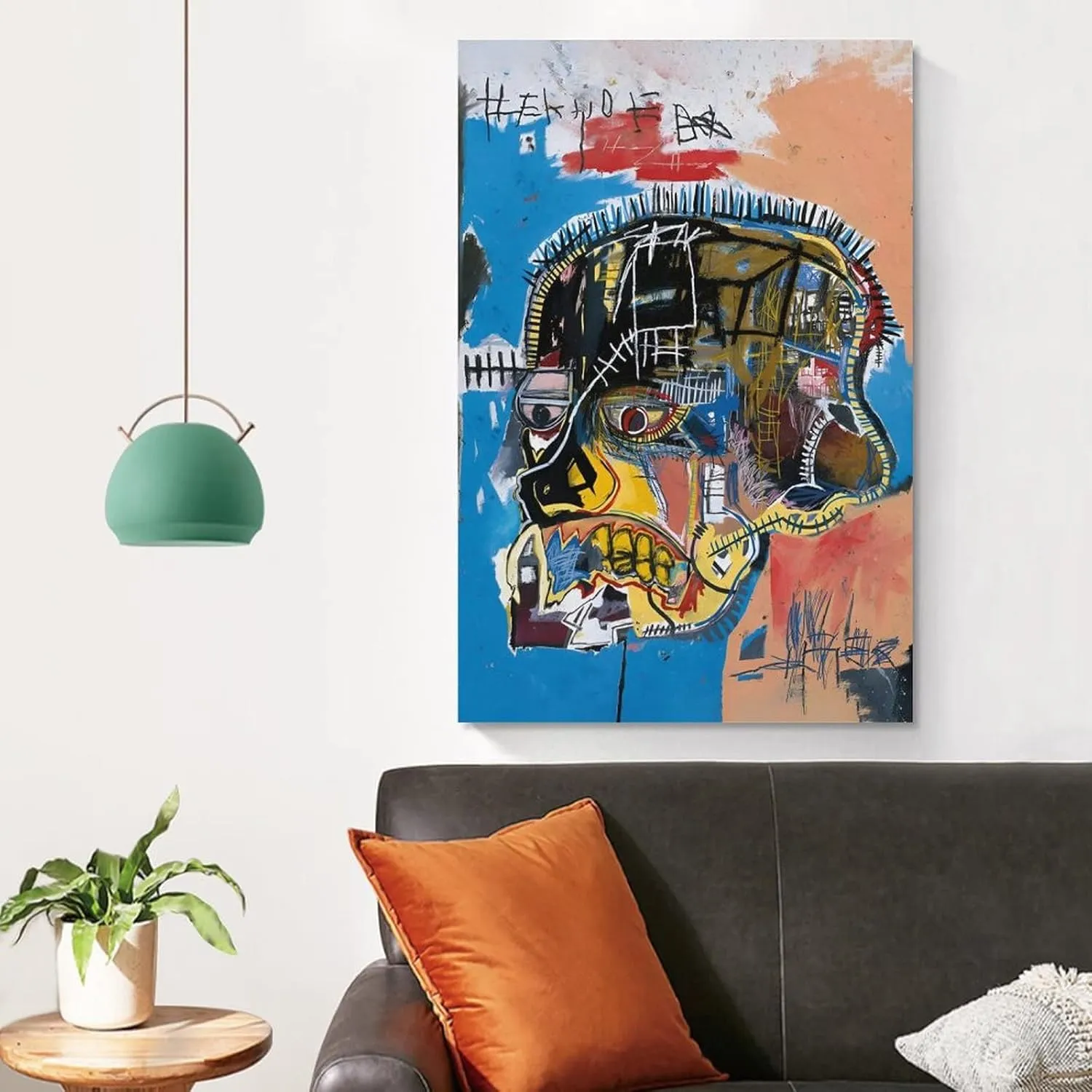 RIUFIN Canvas Print Wall Art Skull Poster Untitled 1981 Street Graffiti Art Picture Theme Party Decor Modern Poster Art Paintings on Canvas for Home Room Office Wall Decoration 16x24inch(40x60cm)