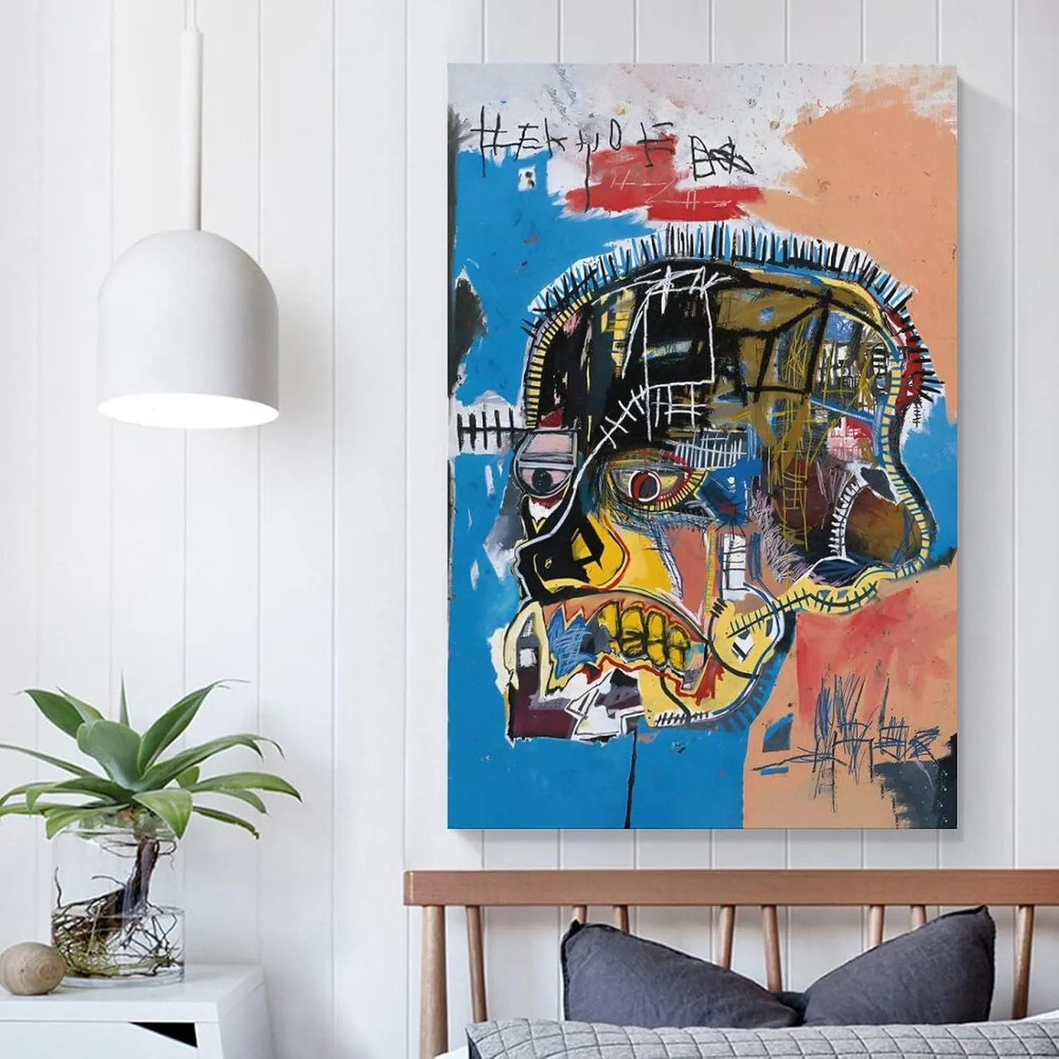 RIUFIN Canvas Print Wall Art Skull Poster Untitled 1981 Street Graffiti Art Picture Theme Party Decor Modern Poster Art Paintings on Canvas for Home Room Office Wall Decoration 16x24inch(40x60cm)