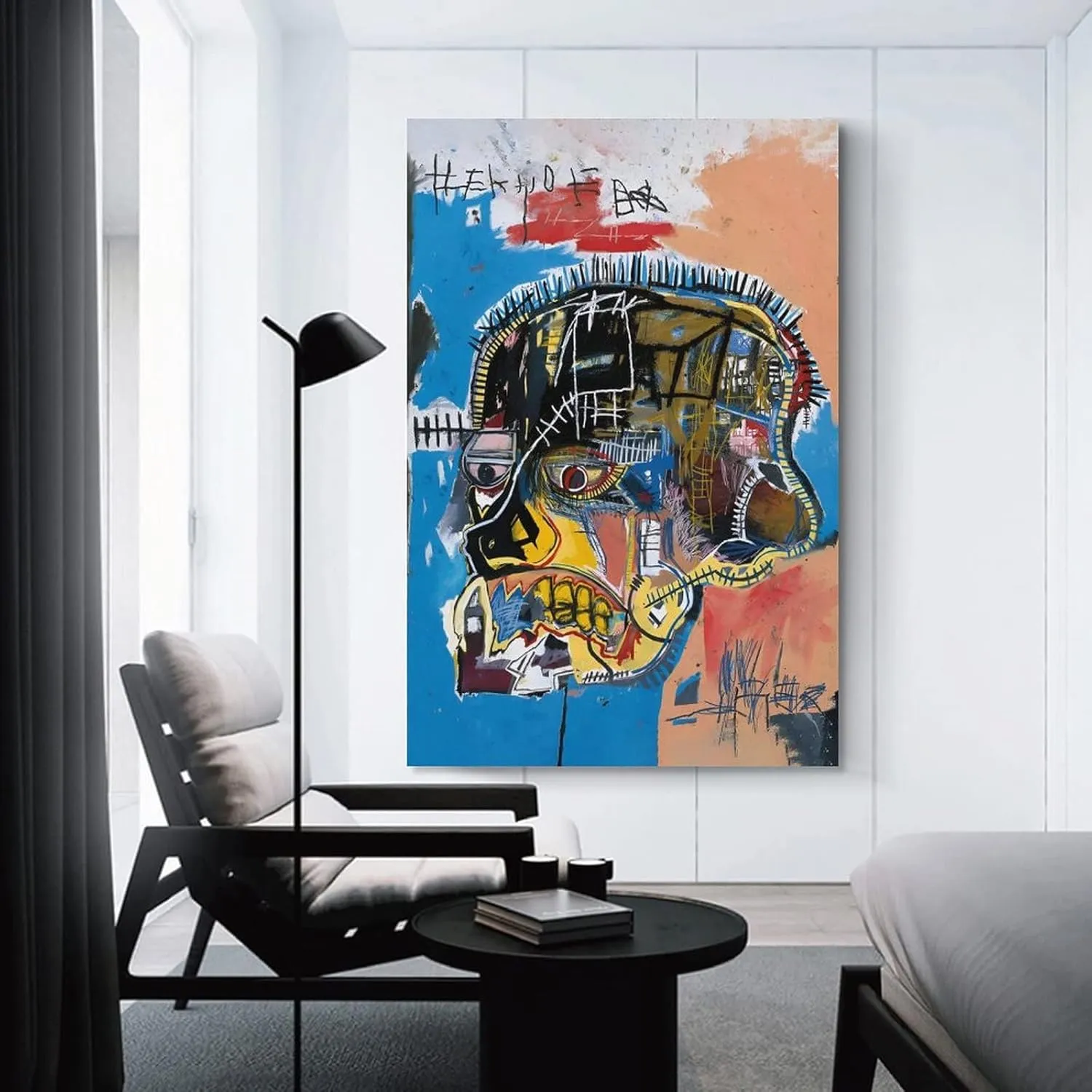 RIUFIN Canvas Print Wall Art Skull Poster Untitled 1981 Street Graffiti Art Picture Theme Party Decor Modern Poster Art Paintings on Canvas for Home Room Office Wall Decoration 16x24inch(40x60cm)