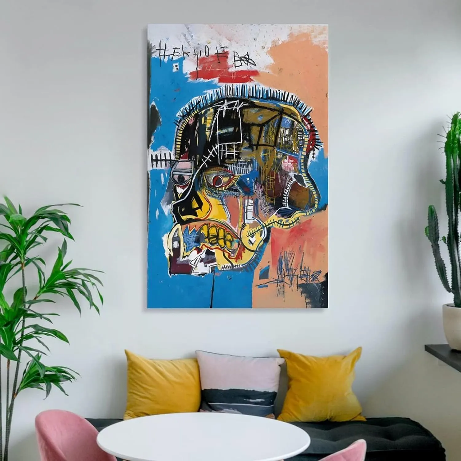 RIUFIN Canvas Print Wall Art Skull Poster Untitled 1981 Street Graffiti Art Picture Theme Party Decor Modern Poster Art Paintings on Canvas for Home Room Office Wall Decoration 16x24inch(40x60cm)