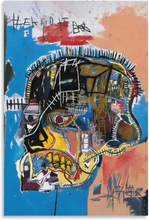 RIUFIN Canvas Print Wall Art Skull Poster Untitled 1981 Street Graffiti Art Picture Theme Party Decor Modern Poster Art Paintings on Canvas for Home Room Office Wall Decoration 16x24inch(40x60cm)